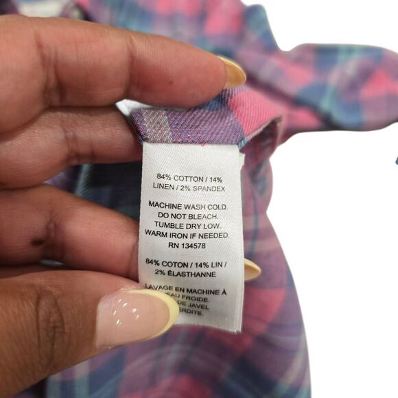 Vineyard Vines Pacific Plaid Chilmark Relaxed Button Down Shirt Womens 4 Stretch - Picture 6 of 7